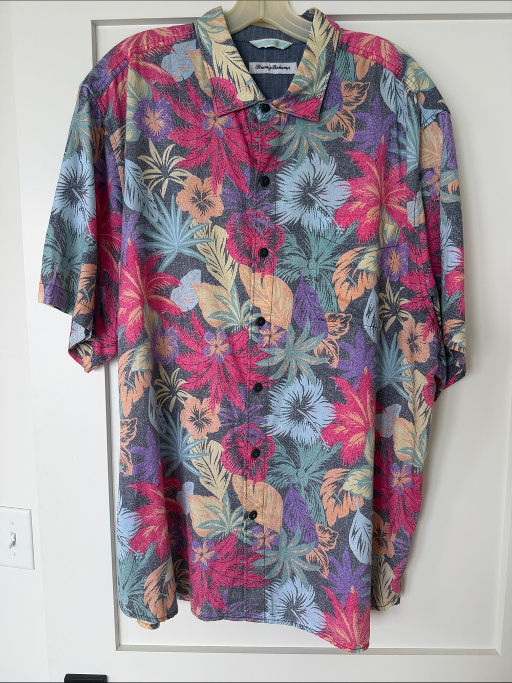 Tommy Bahama Multicolor Tropical Floral Camp Shirt — Pink, Blue, Green